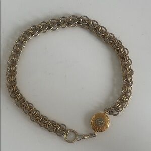 CHANEL two tone Gold with silver details Chain Necklace with Chanel medallion